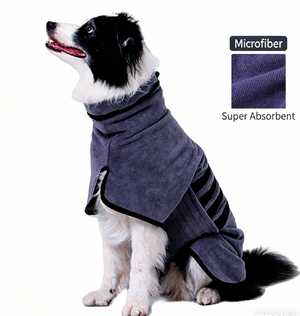 Super Absorbent Dog Bathrobe - Quick-Drying Microfiber Pet Towel Robe for Medium Dogs, Adjustable Soft Drying Coat