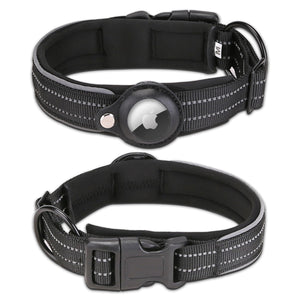 Reflective AirTag Dog Collar, Adjustable GPS Pet Collar with AirTag Holder, Anti-Lost Dog Collar for Small Medium Large Dogs, Soft Padded Dog Neck Collar with Safety Buckle