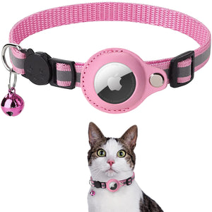Reflective AirTag Dog Collar, Adjustable GPS Pet Collar with AirTag Holder, Anti-Lost Dog Collar for Small Medium Large Dogs, Soft Padded Dog Neck Collar with Safety Buckle