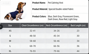 Reflective Dog Calming Vest, Adjustable Anxiety Shirt with Velcro for Night Walks