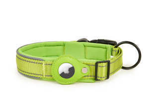 Reflective AirTag Dog Collar, Adjustable GPS Pet Collar with AirTag Holder, Anti-Lost Dog Collar for Small Medium Large Dogs, Soft Padded Dog Neck Collar with Safety Buckle