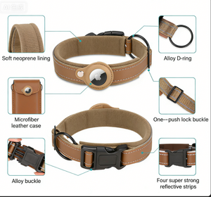 Reflective AirTag Dog Collar, Adjustable GPS Pet Collar with AirTag Holder, Anti-Lost Dog Collar for Small Medium Large Dogs, Soft Padded Dog Neck Collar with Safety Buckle
