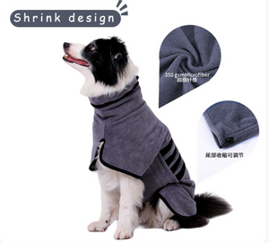 Super Absorbent Dog Bathrobe - Quick-Drying Microfiber Pet Towel Robe for Medium Dogs, Adjustable Soft Drying Coat