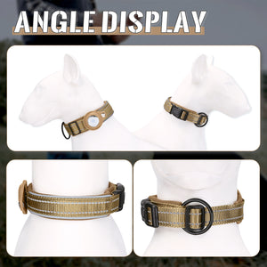 Reflective AirTag Dog Collar, Adjustable GPS Pet Collar with AirTag Holder, Anti-Lost Dog Collar for Small Medium Large Dogs, Soft Padded Dog Neck Collar with Safety Buckle
