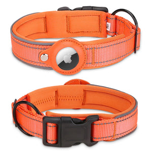 Reflective AirTag Dog Collar, Adjustable GPS Pet Collar with AirTag Holder, Anti-Lost Dog Collar for Small Medium Large Dogs, Soft Padded Dog Neck Collar with Safety Buckle